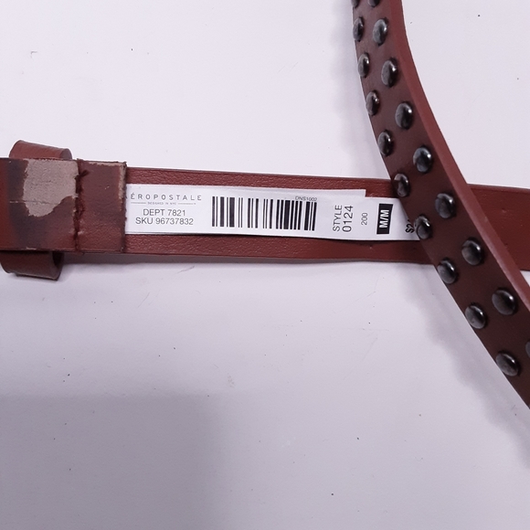 Aeropostale Womens Tan Narrow Braided Studded Belt Size Medium - Picture 7 of 8